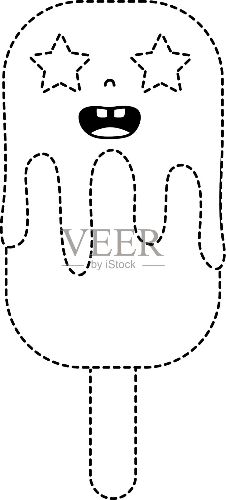 星点形状的快乐卡哇伊冰棒与星星设计元素图片