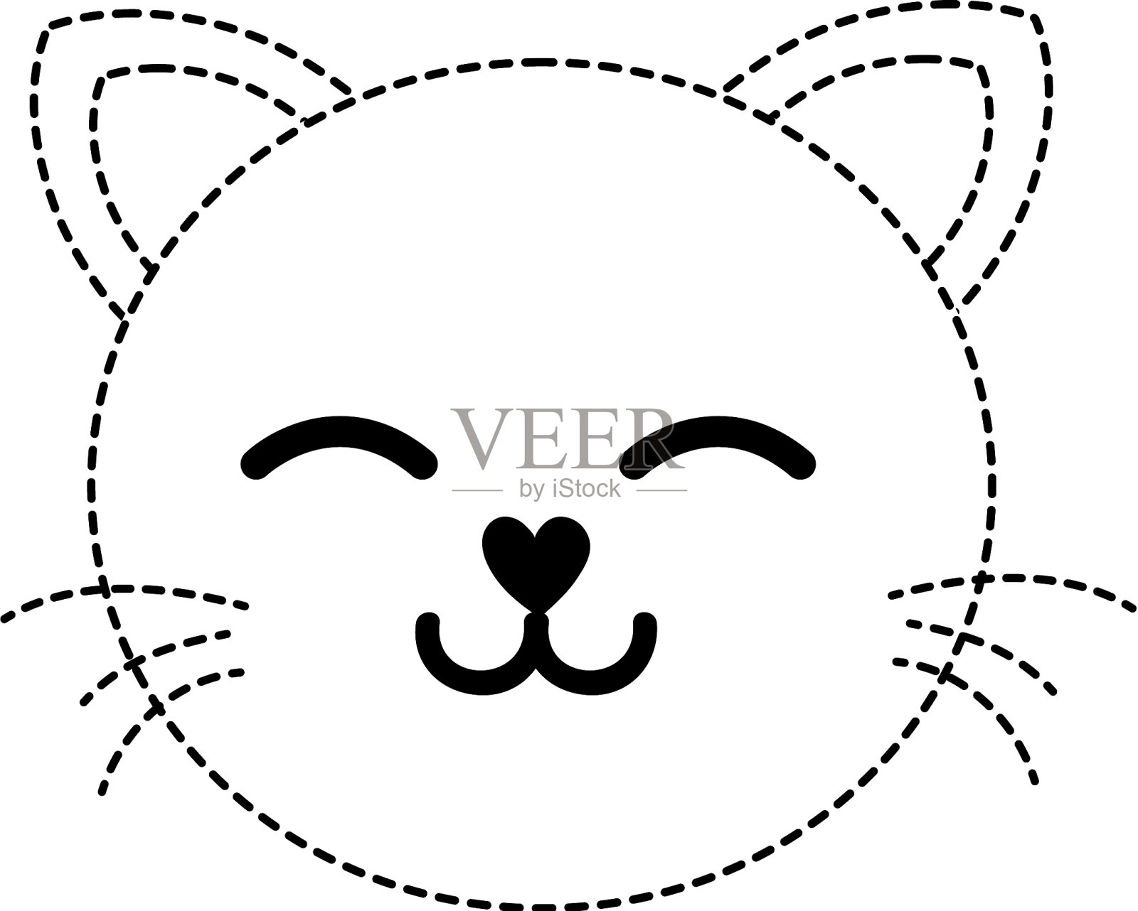 圆点形状的睡觉猫头可爱的动物设计元素图片