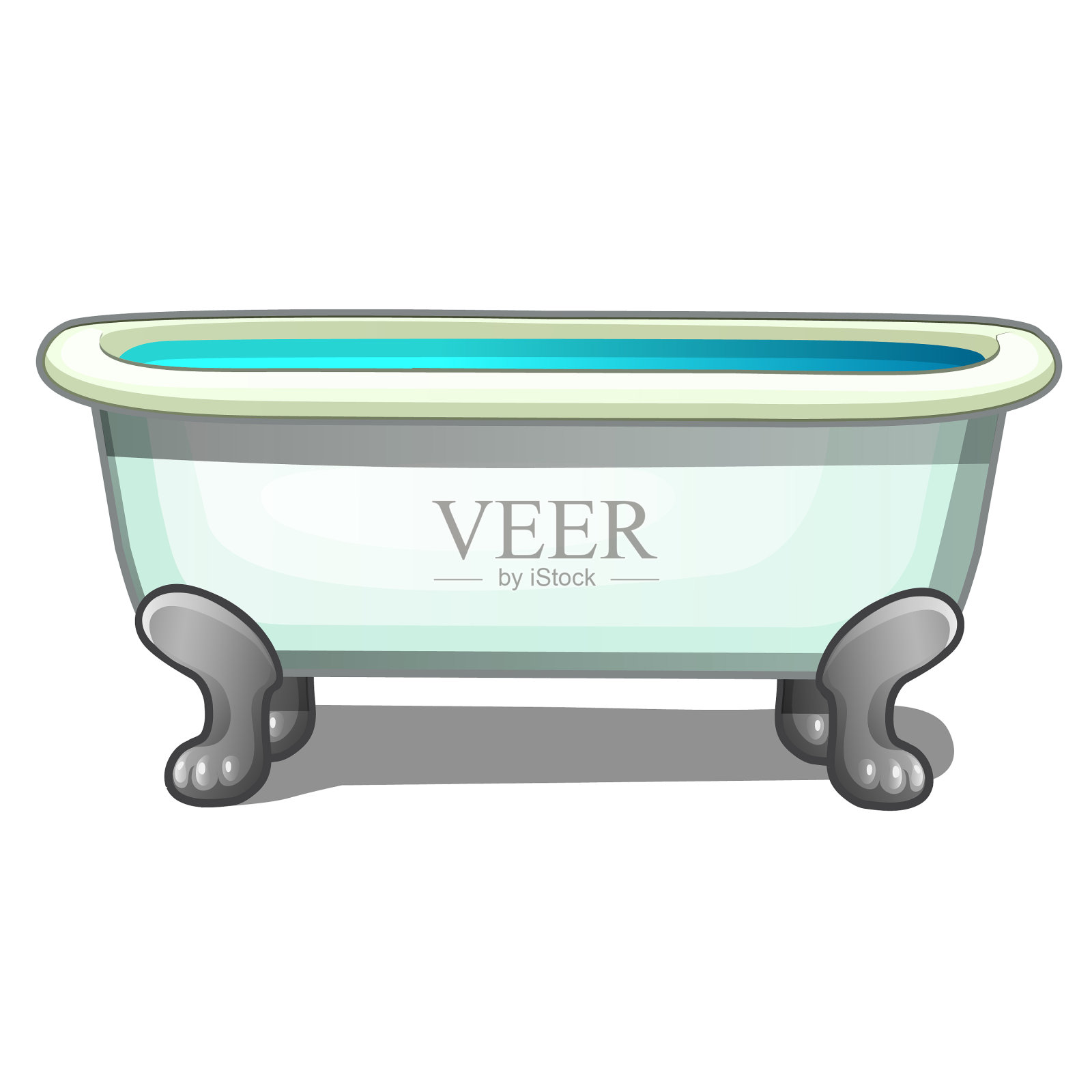 浴盆钢腿装满水隔离在一个设计元素图片