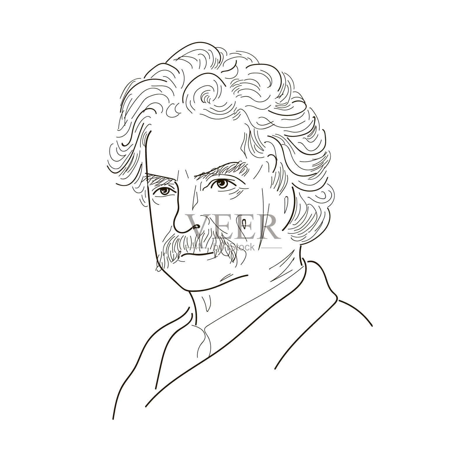 马克·吐温草图设计元素图片