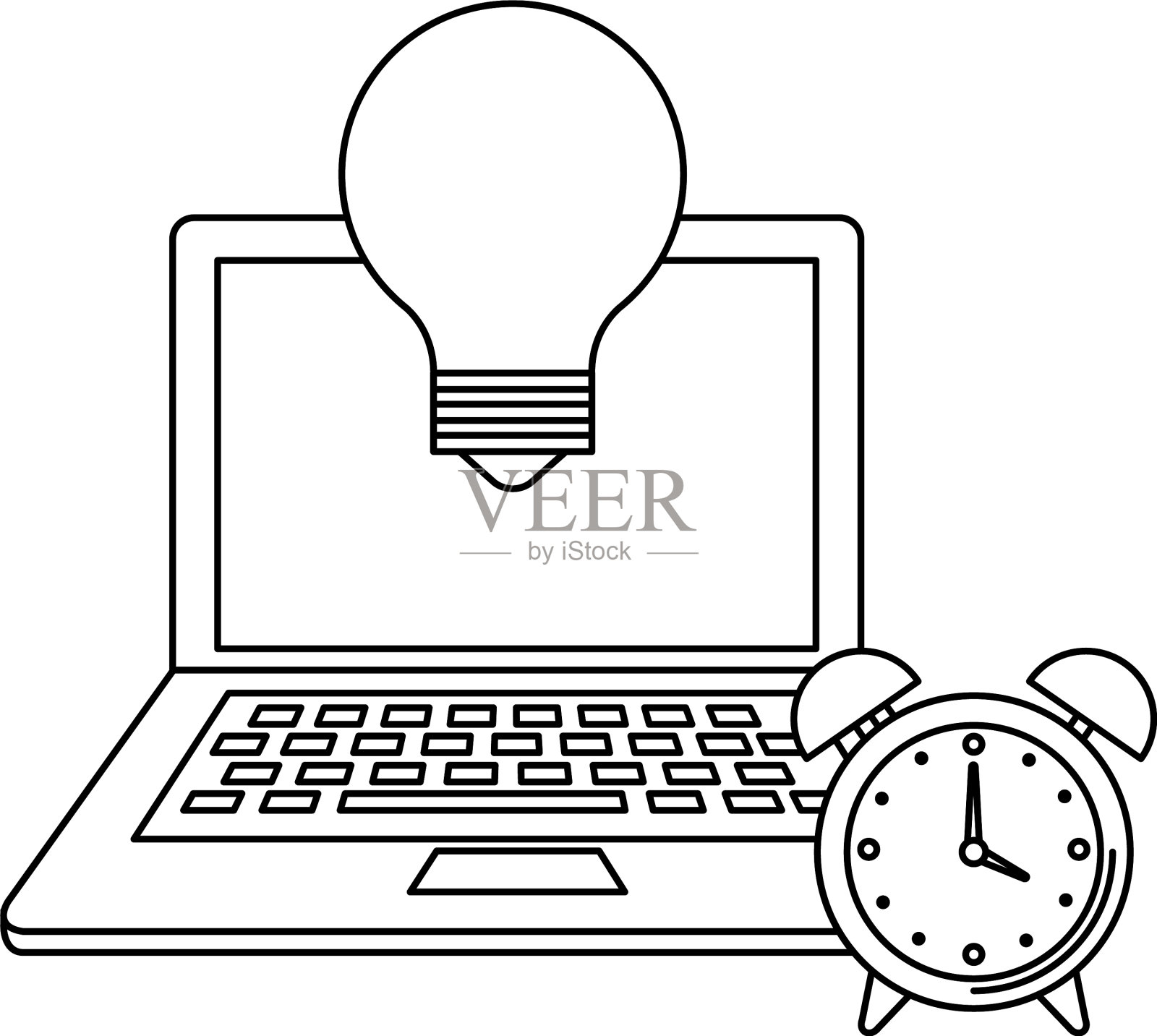 带灯泡的笔记本电脑设计元素图片