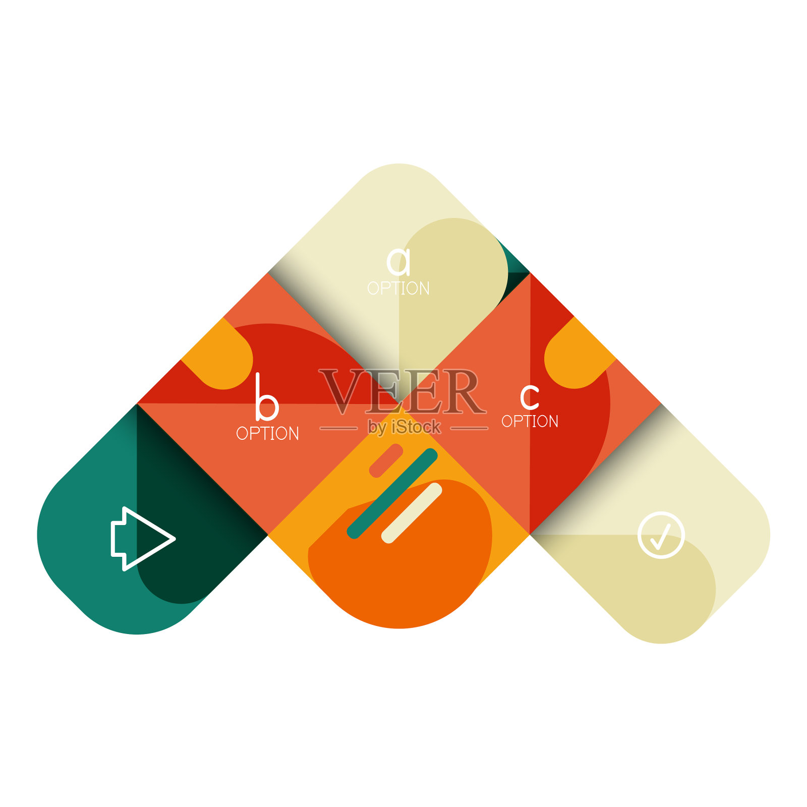 信息图选项和逐步在圆角图标素材