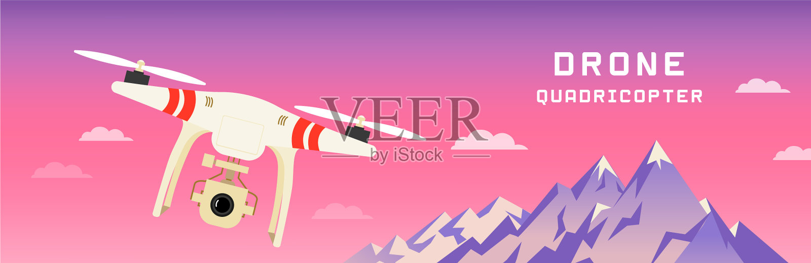 带摄像头的遥控无人机插画图片素材