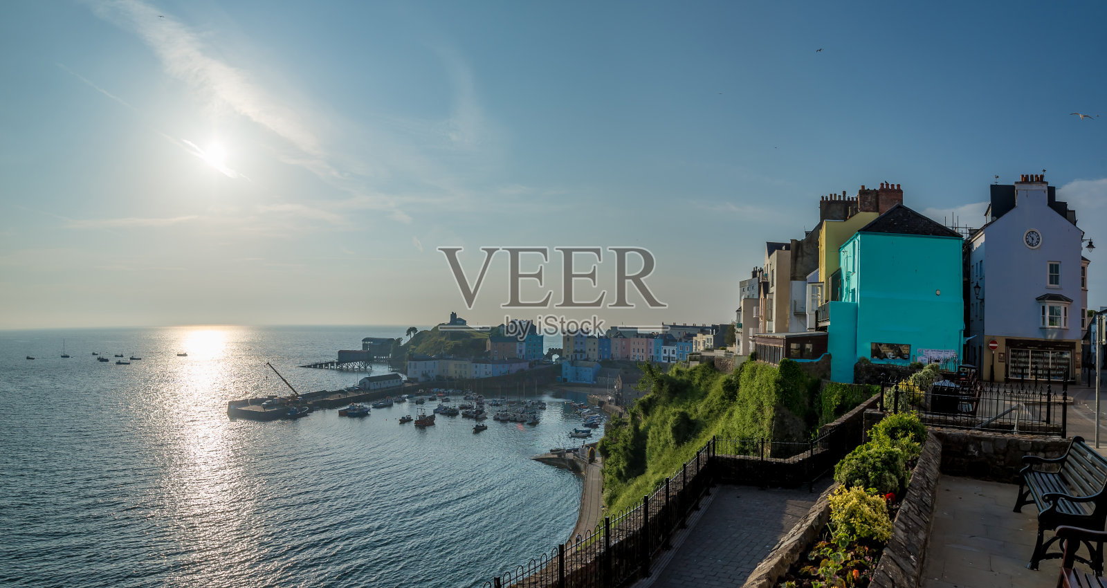 夏天的早晨,滕比,威尔士照片摄影图片