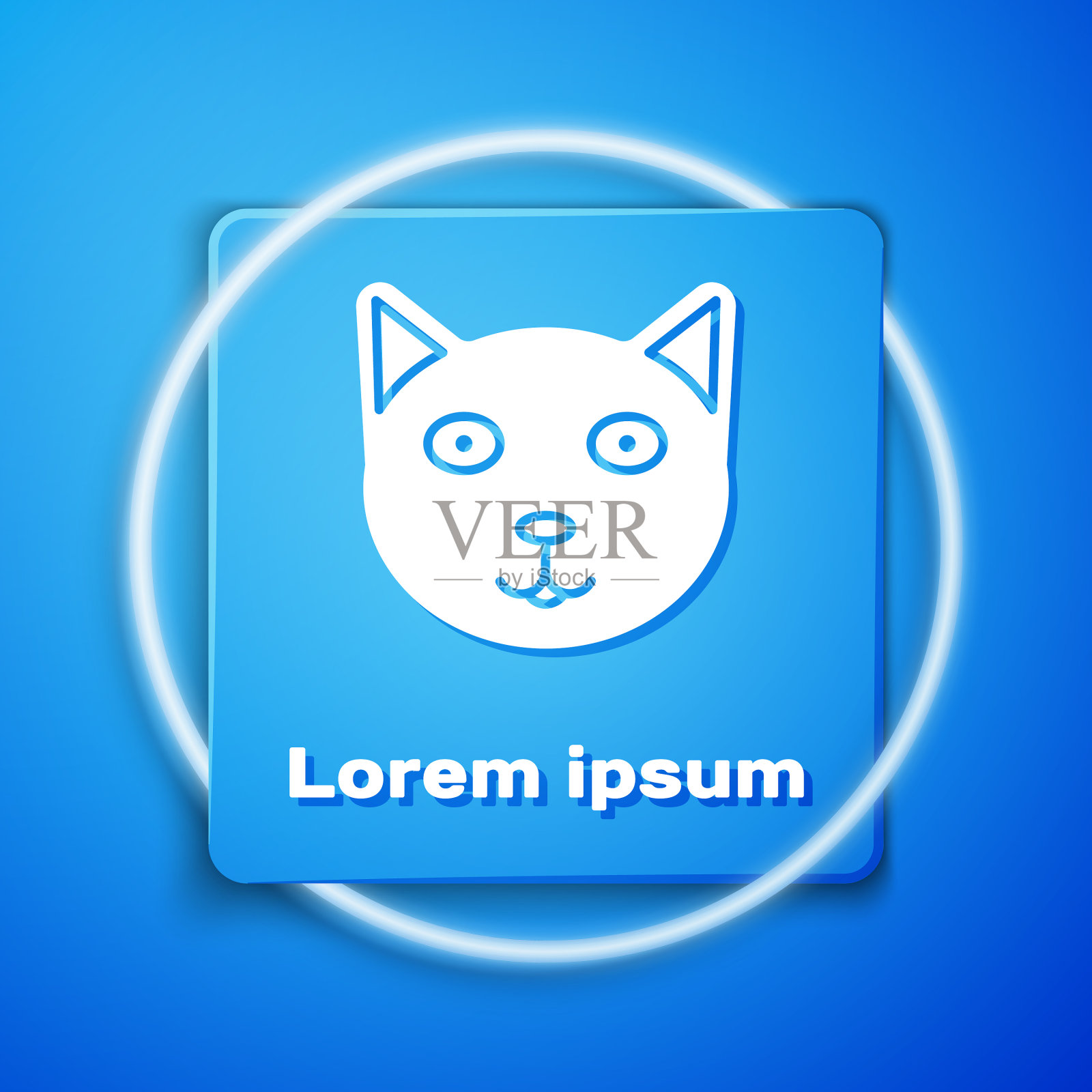 白色宠物图标孤立在蓝色背景蓝色插画图片素材