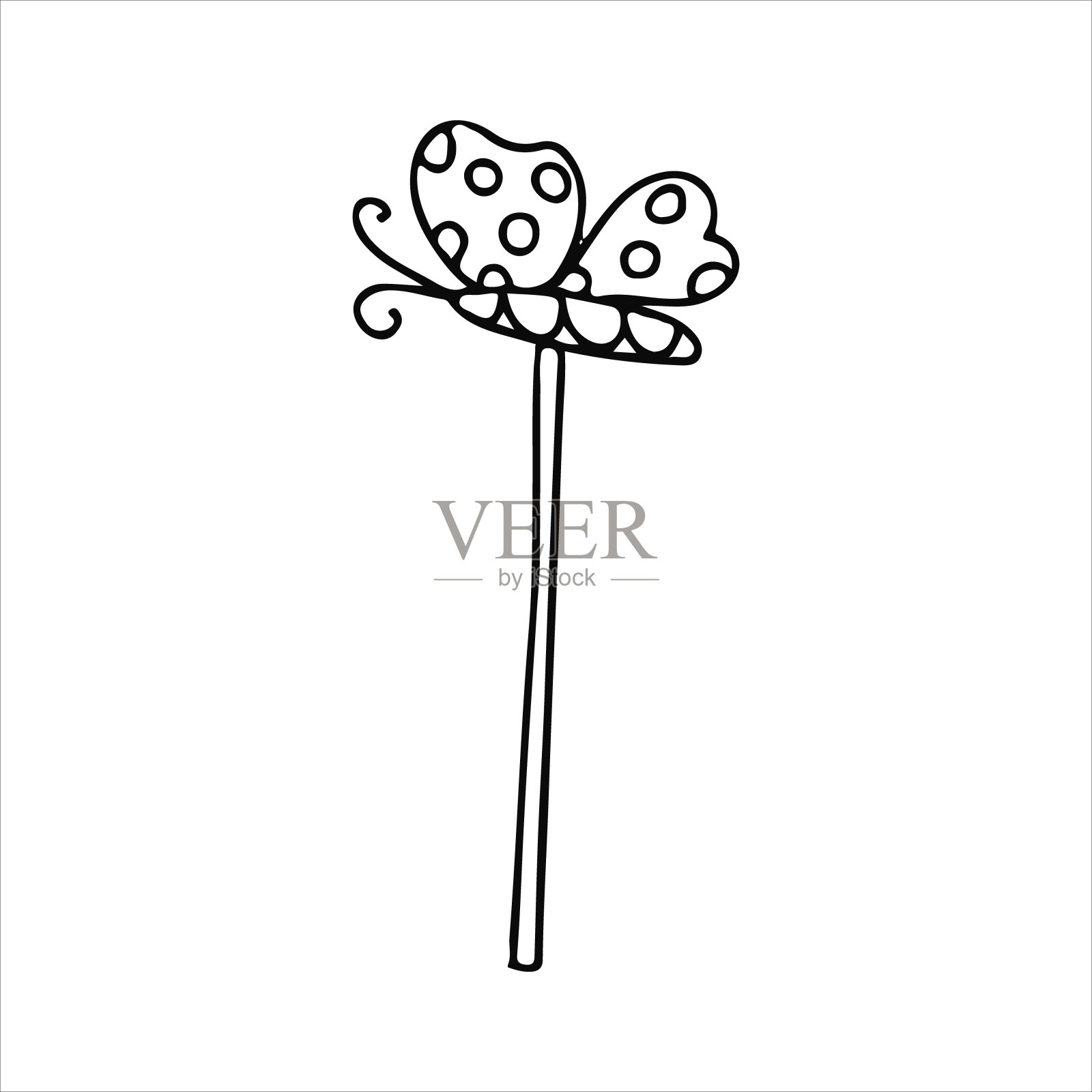 蝴蝶在树枝上涂鸦。插画图片素材