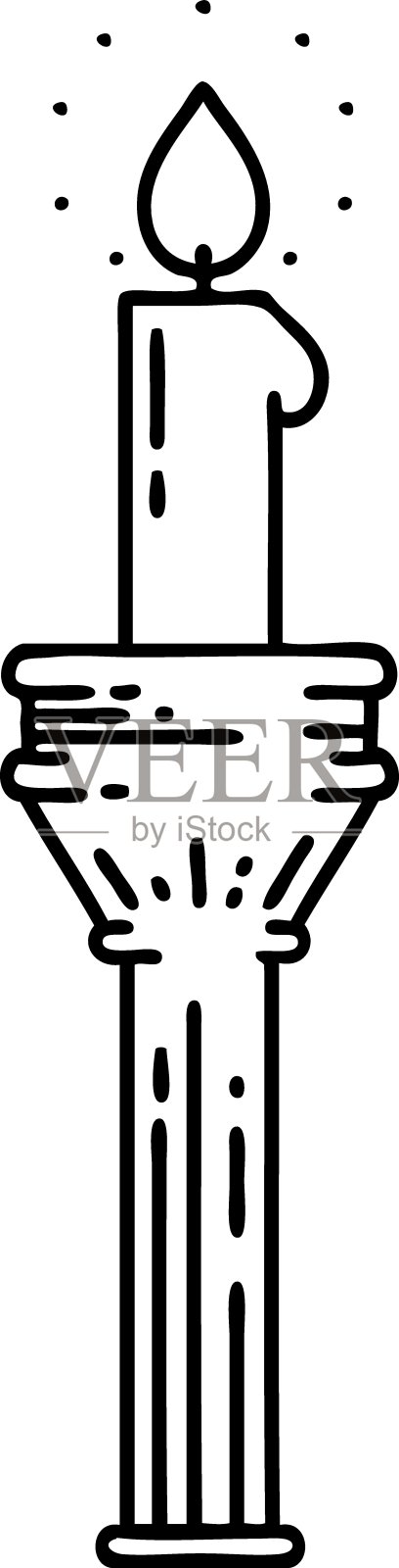 烛台上的黑线纹身插画图片素材