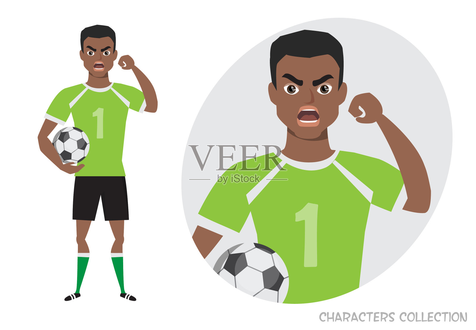 邪恶的非裔美国黑人足球运动员插画图片素材