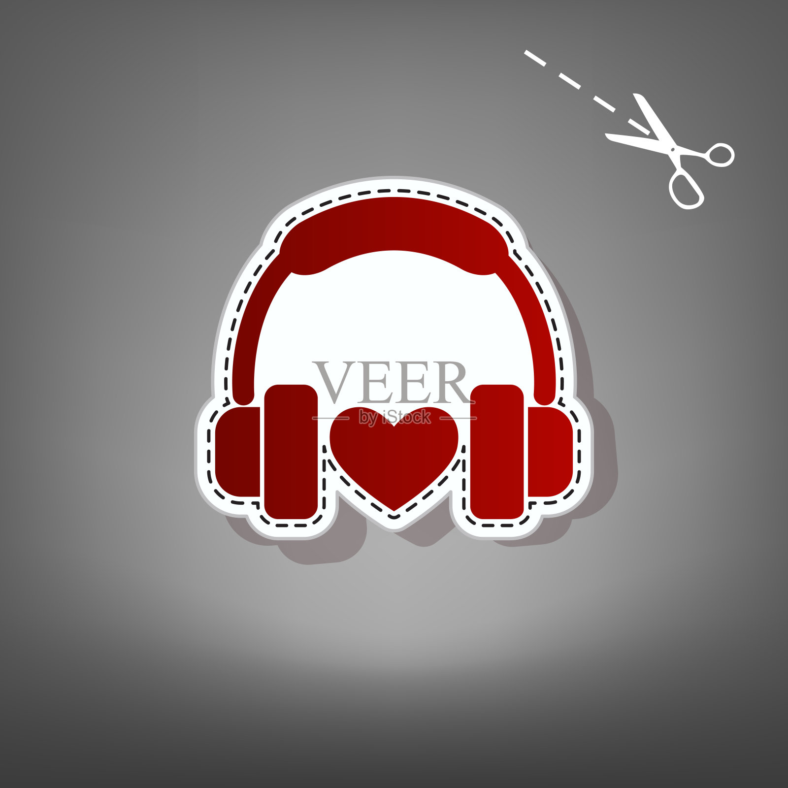 耳机与心红色的图标与插画图片素材