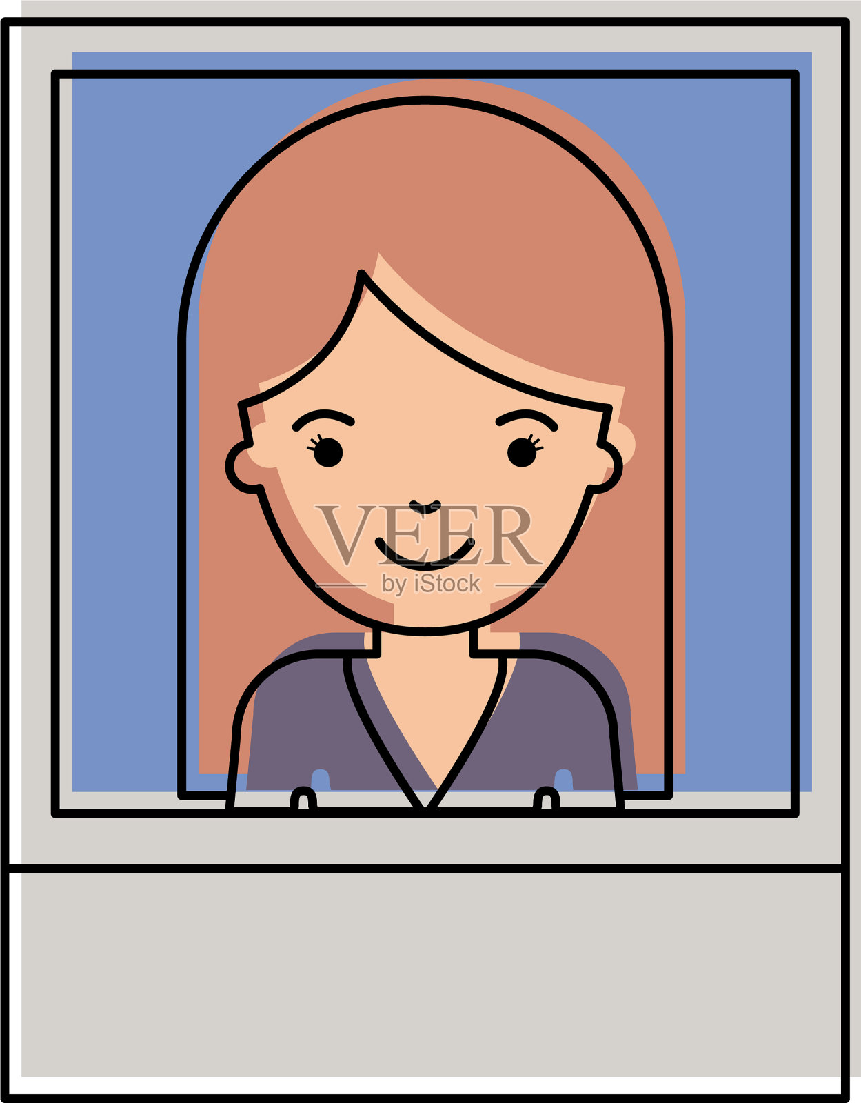 辨认照片的女人长直插画图片素材