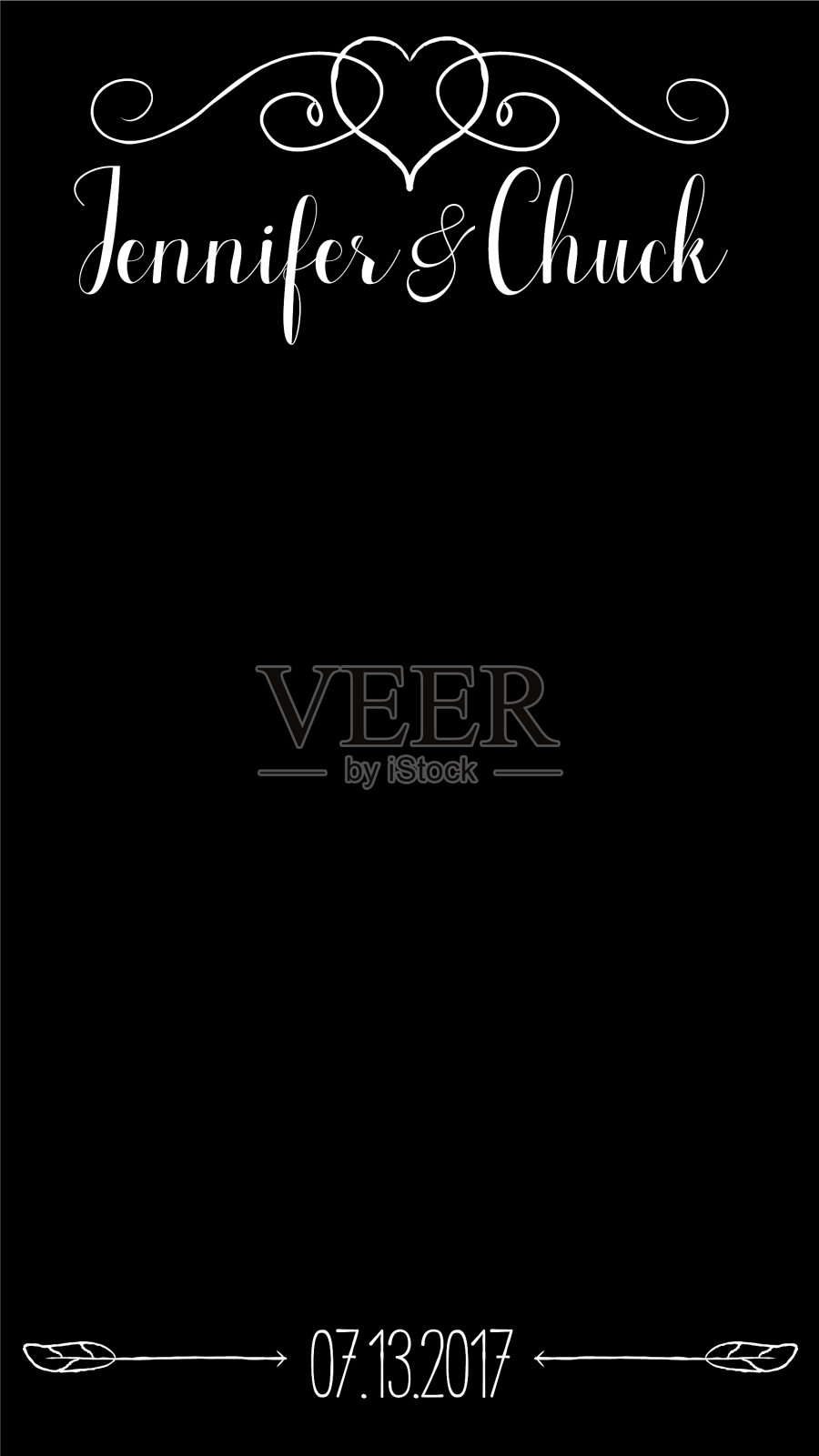 智能手机相框白色粉笔心和插画图片素材