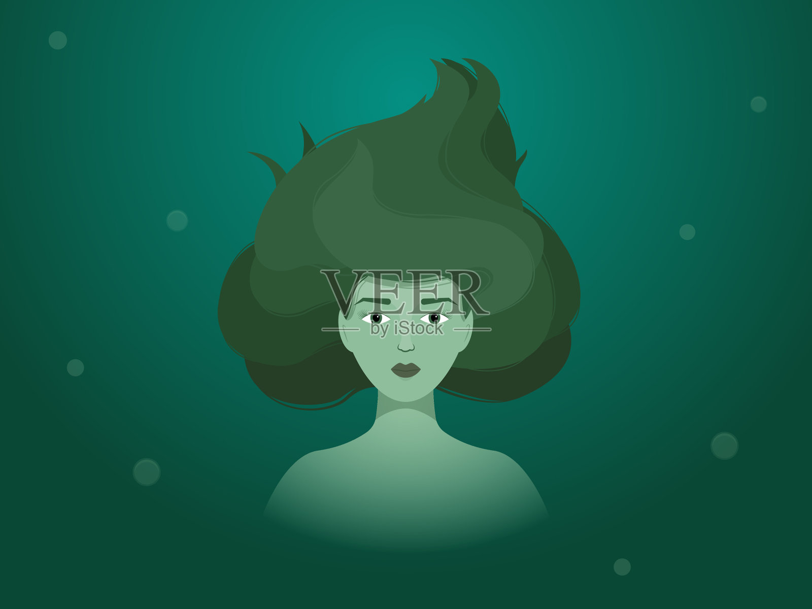 描绘沼泽美人鱼插画图片素材