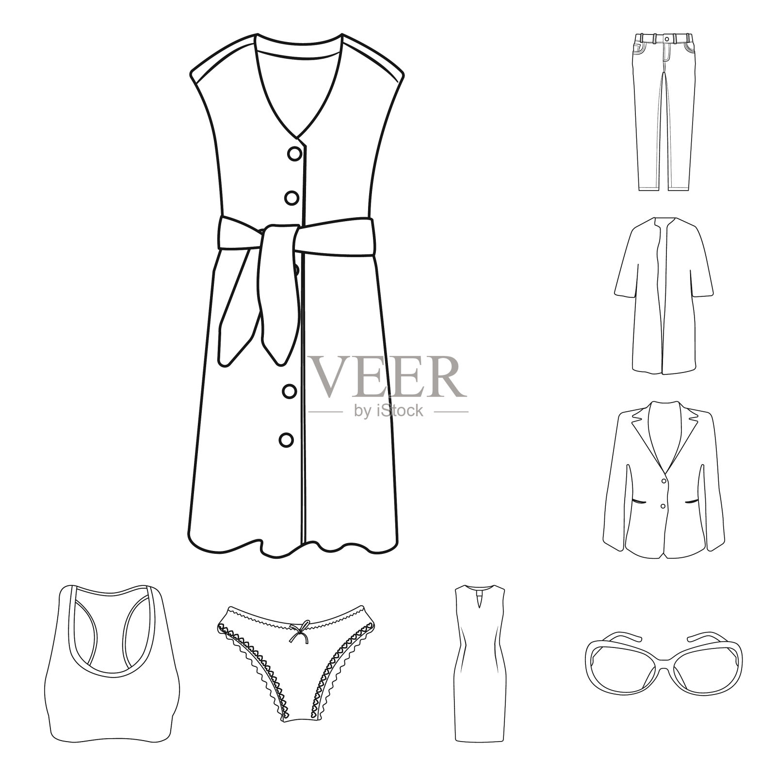 孤立对象的女人和服装图标插画图片素材