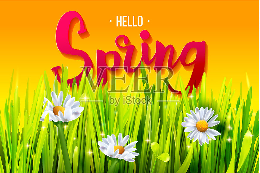 你好,春天横幅插画图片素材