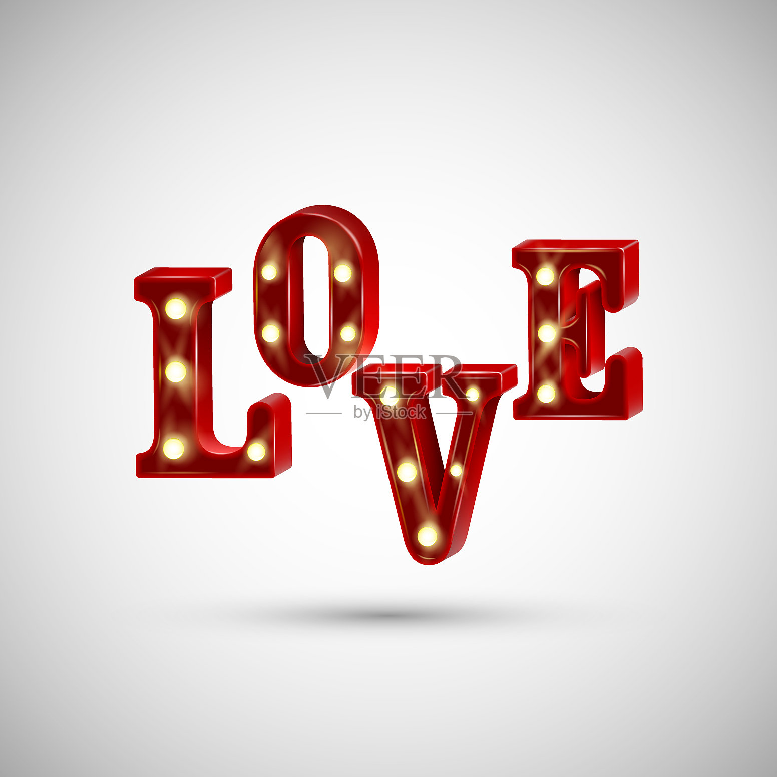 霓虹3d字爱与灯光插画图片素材