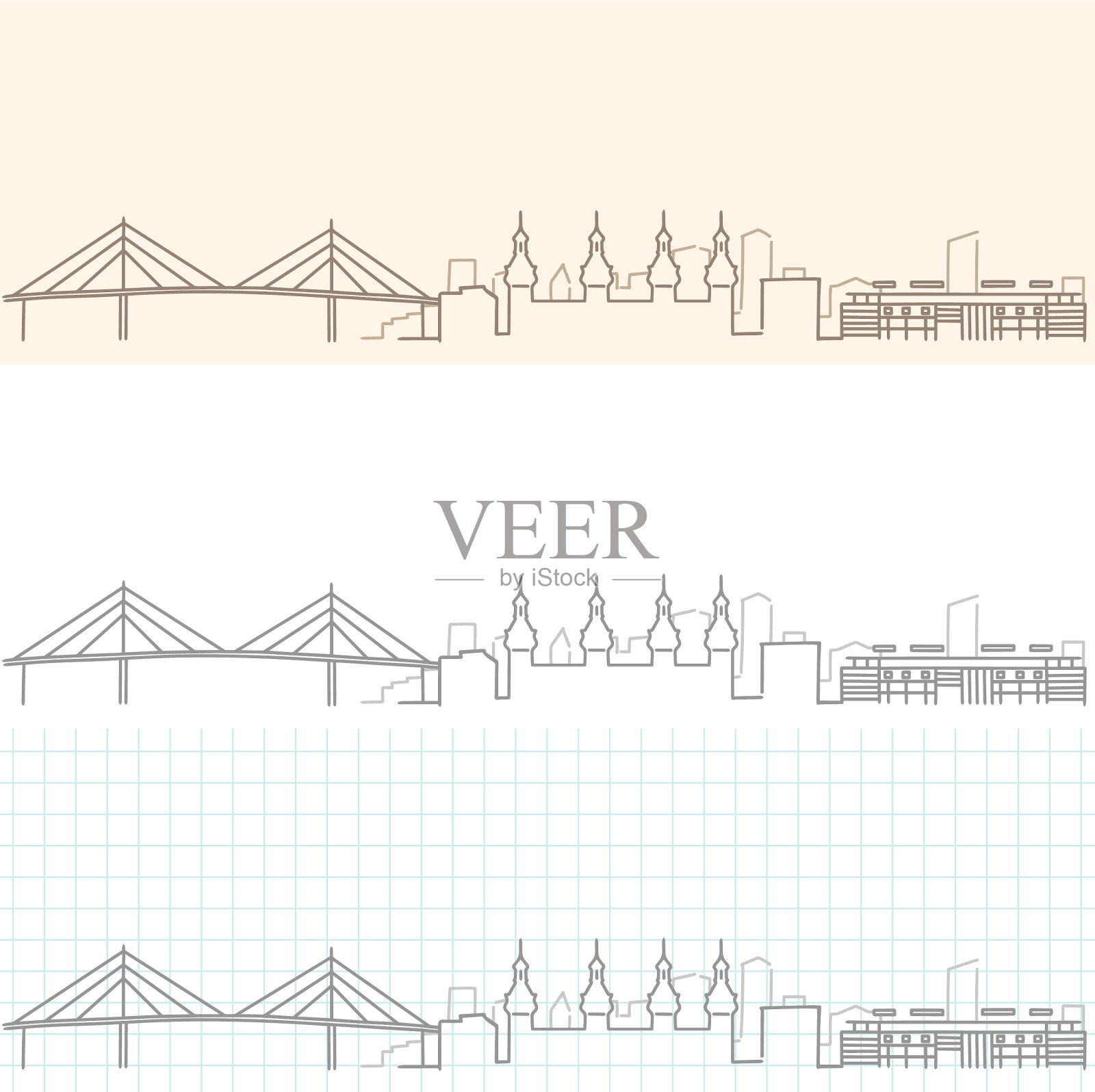 坦帕手绘天际插画图片素材