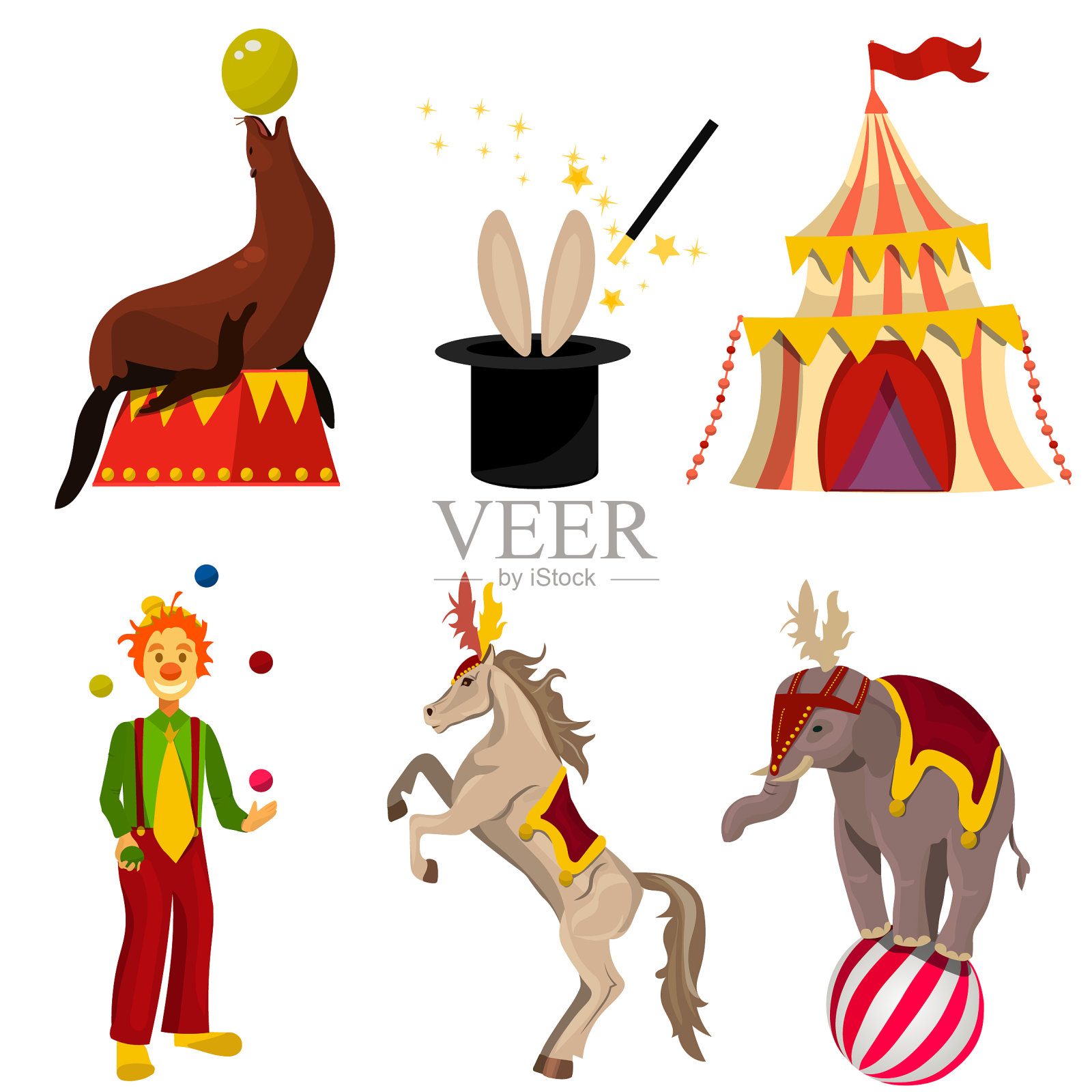 马戏团的设置插画图片素材