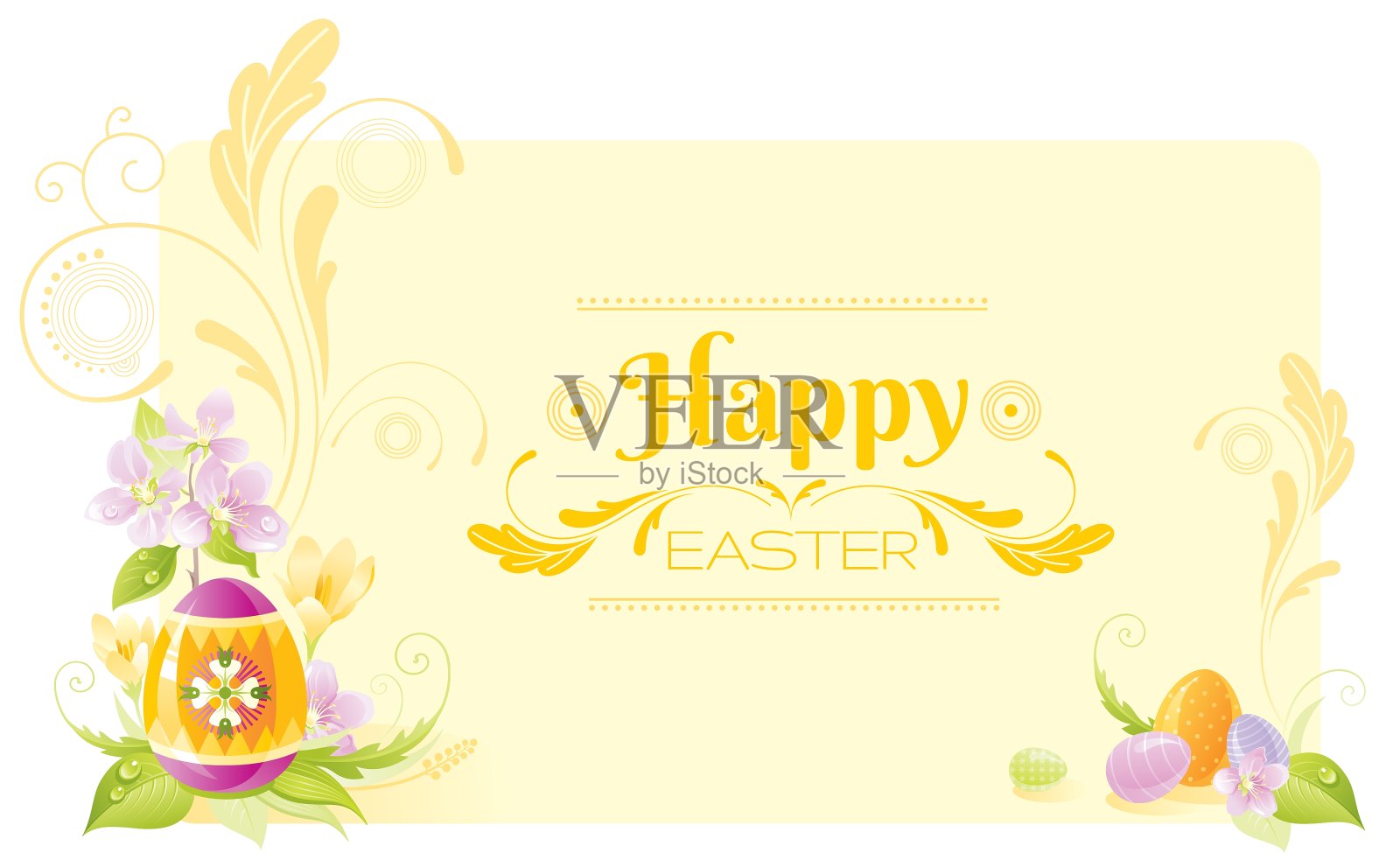 复活节快乐横幅边界春天的象征设计元素图片