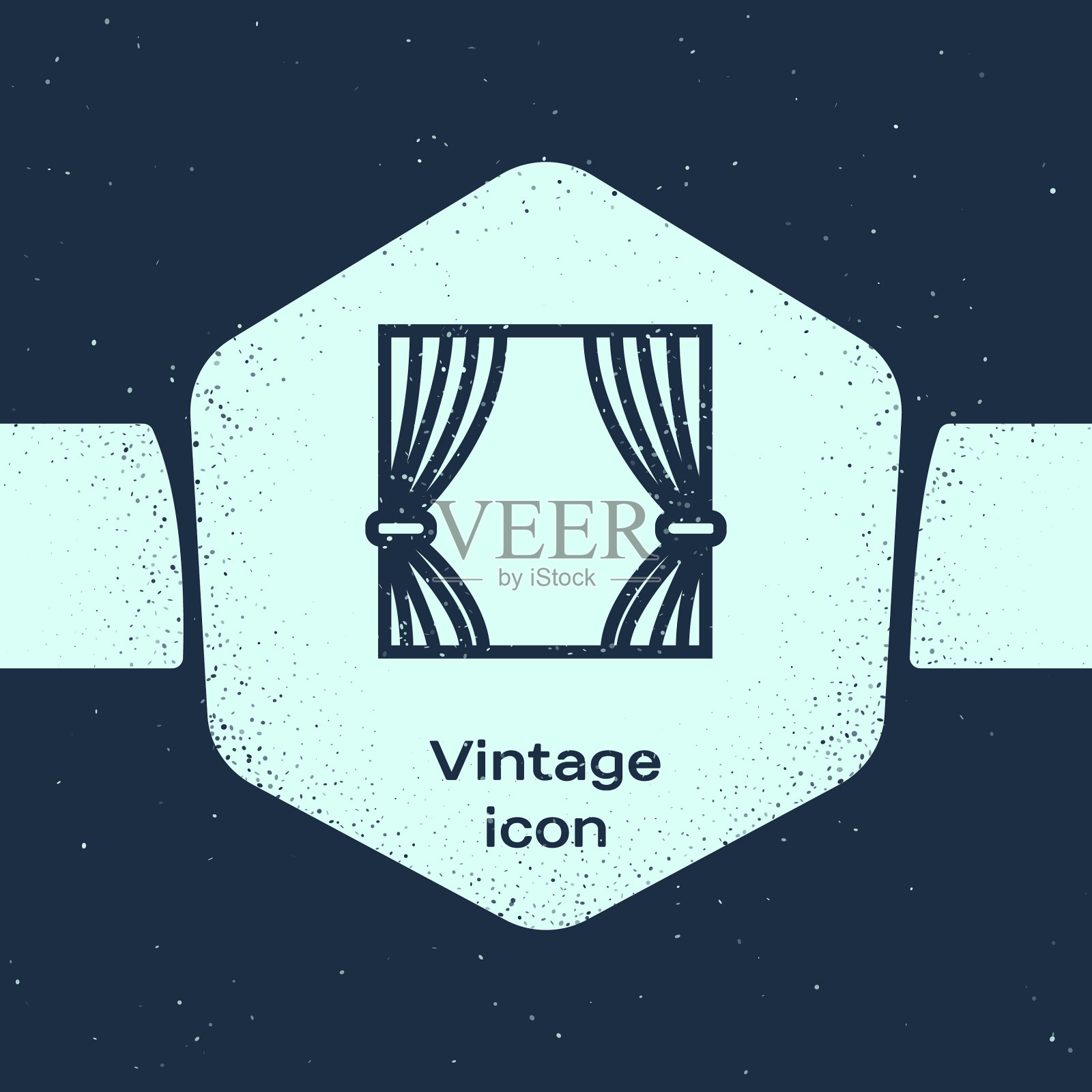 垃圾线条窗帘图标孤立在蓝色图标素材