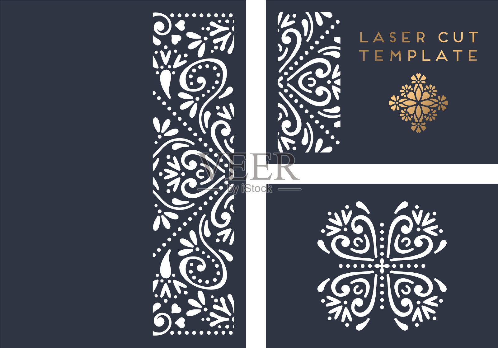 婚礼贺卡激光切割模板插画图片素材