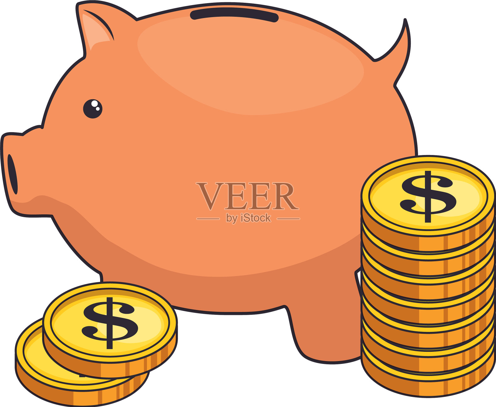 小猪钱储蓄插画图片素材