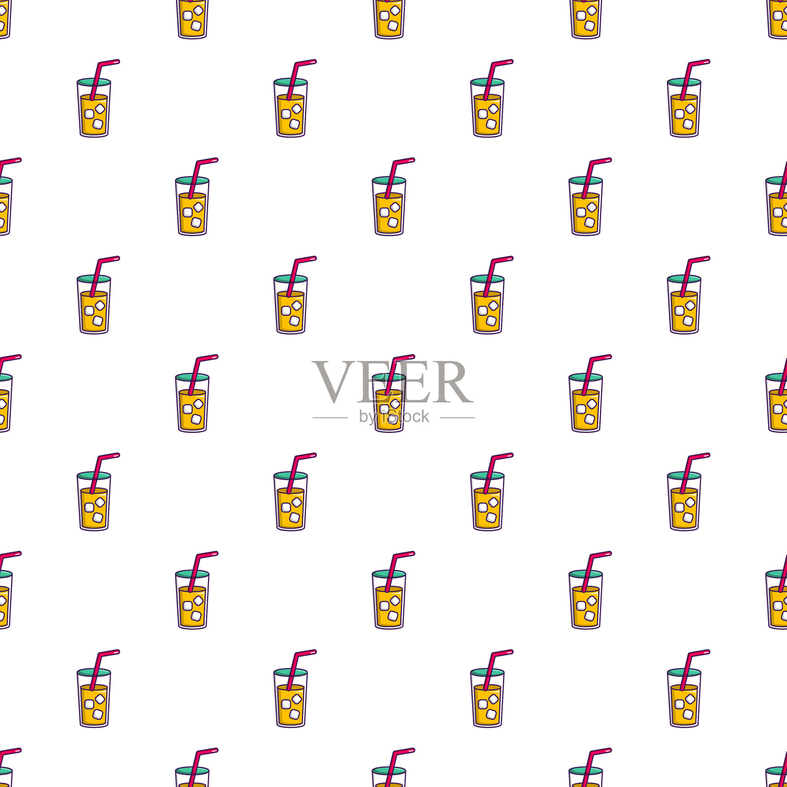 吸管图案的鸡尾酒插画图片素材