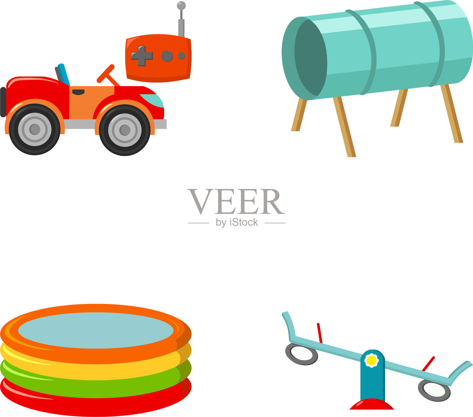 用于无线电控制隧道蹦床的机器插画图片素材