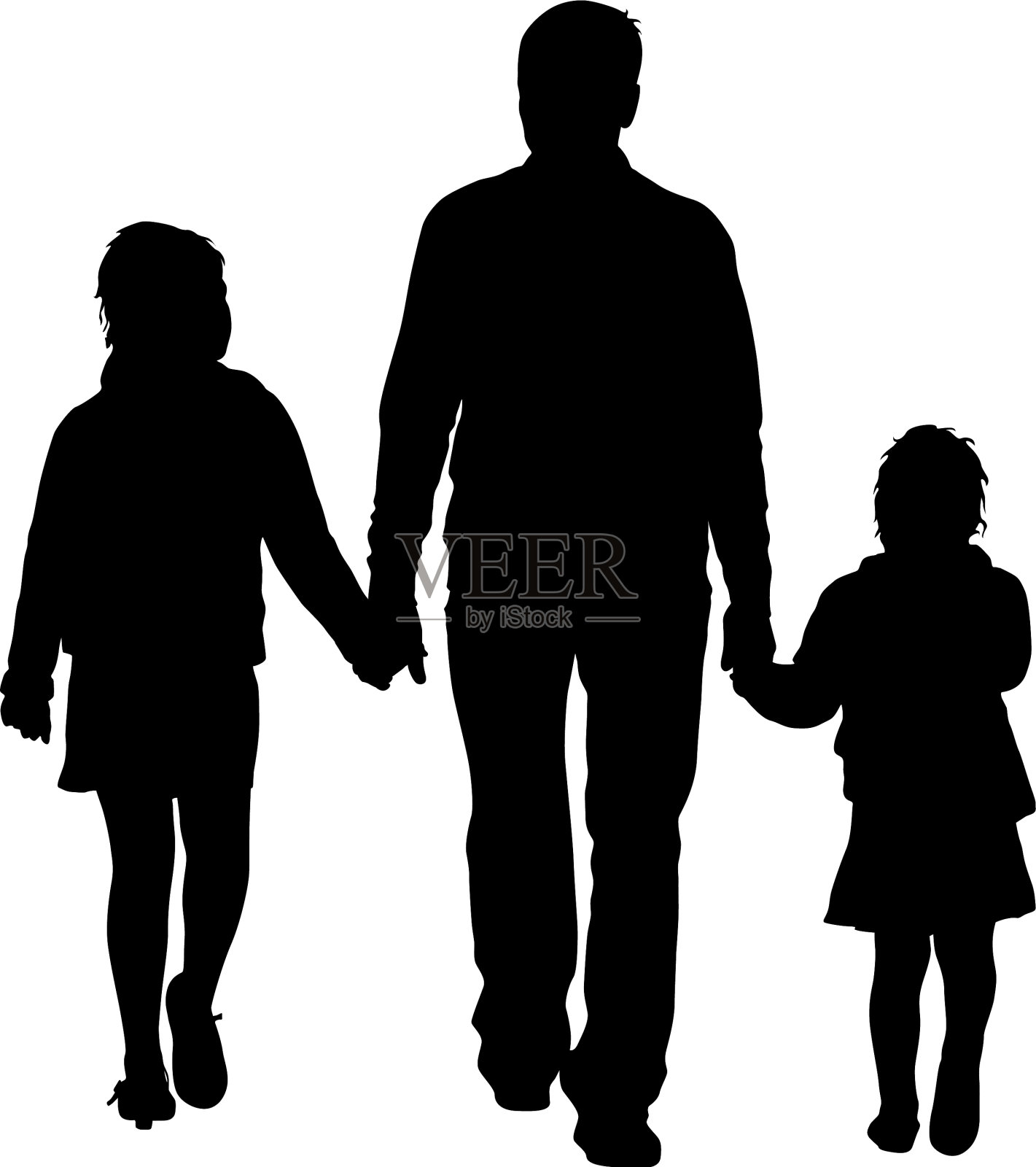 白色背景上幸福家庭的剪影插画图片素材