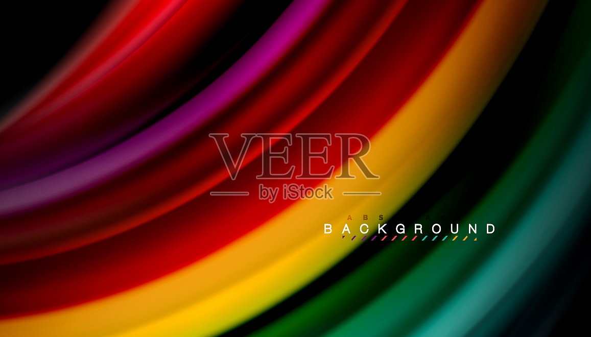 抽象波浪线条流体彩虹风格的颜色设计模板素材