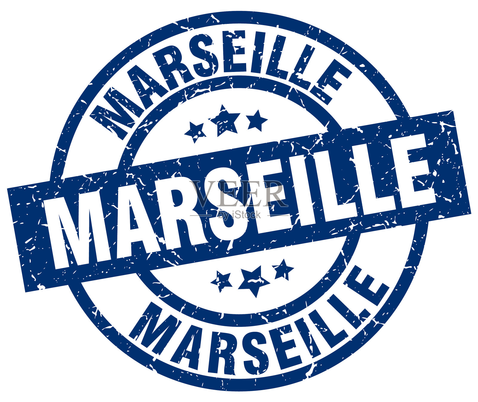 马赛蓝色圆形垃圾邮票插画图片素材