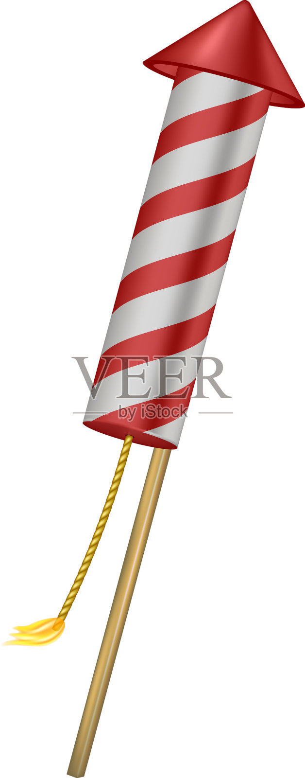 红色设计的烟火火箭和燃烧的芯设计元素图片