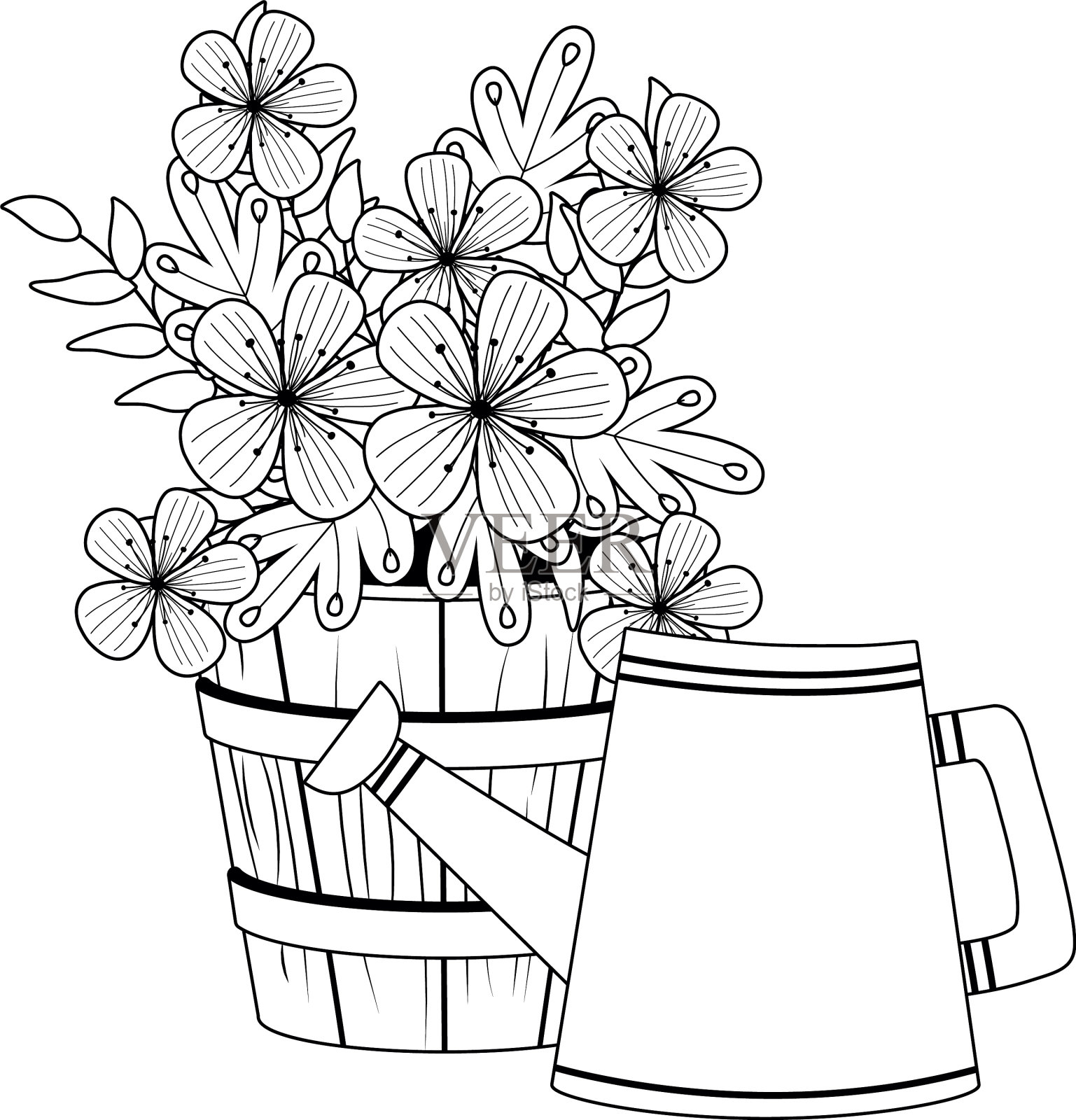 花盆内的花朵和叶子设计设计元素图片