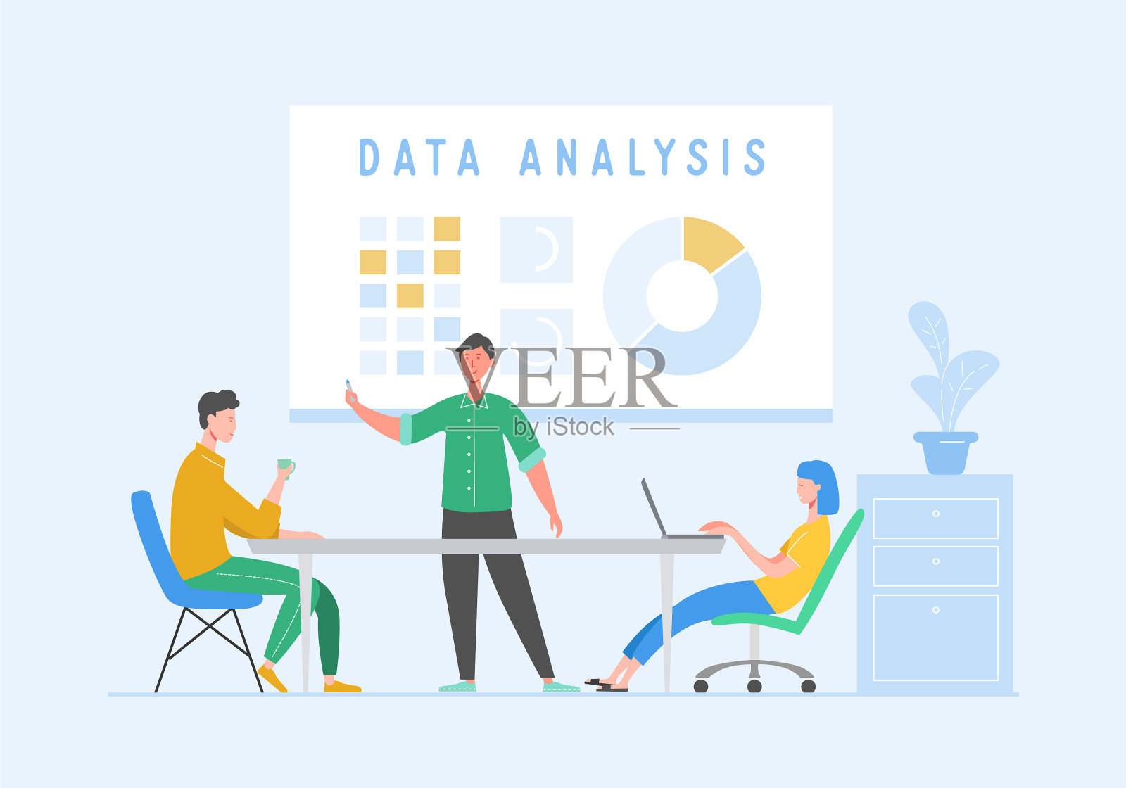 数据分析与字符业务的概念插画图片素材