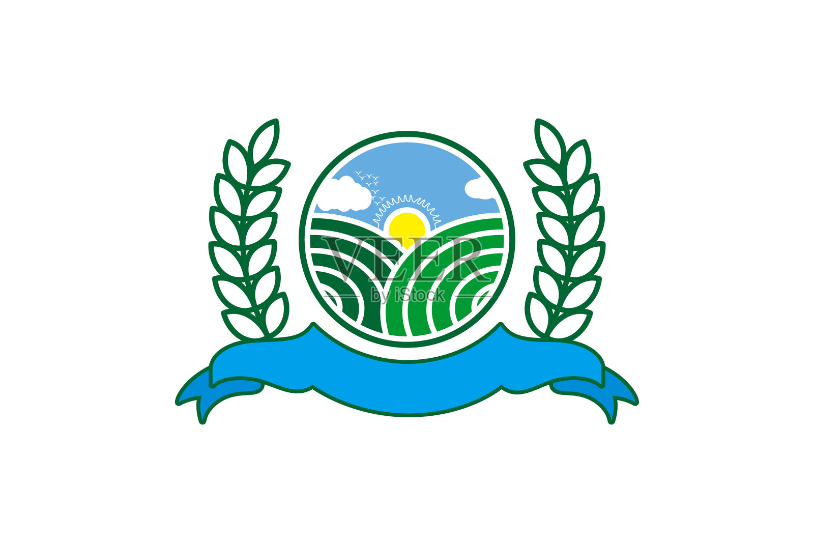 景观农场标志设计灵感孤立插画图片素材