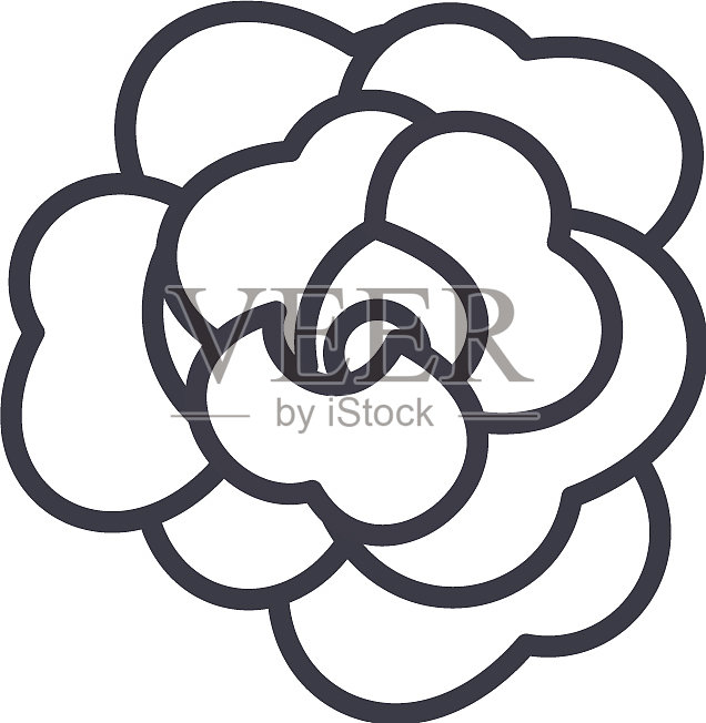 玫瑰花线图标概念玫瑰花平图标素材