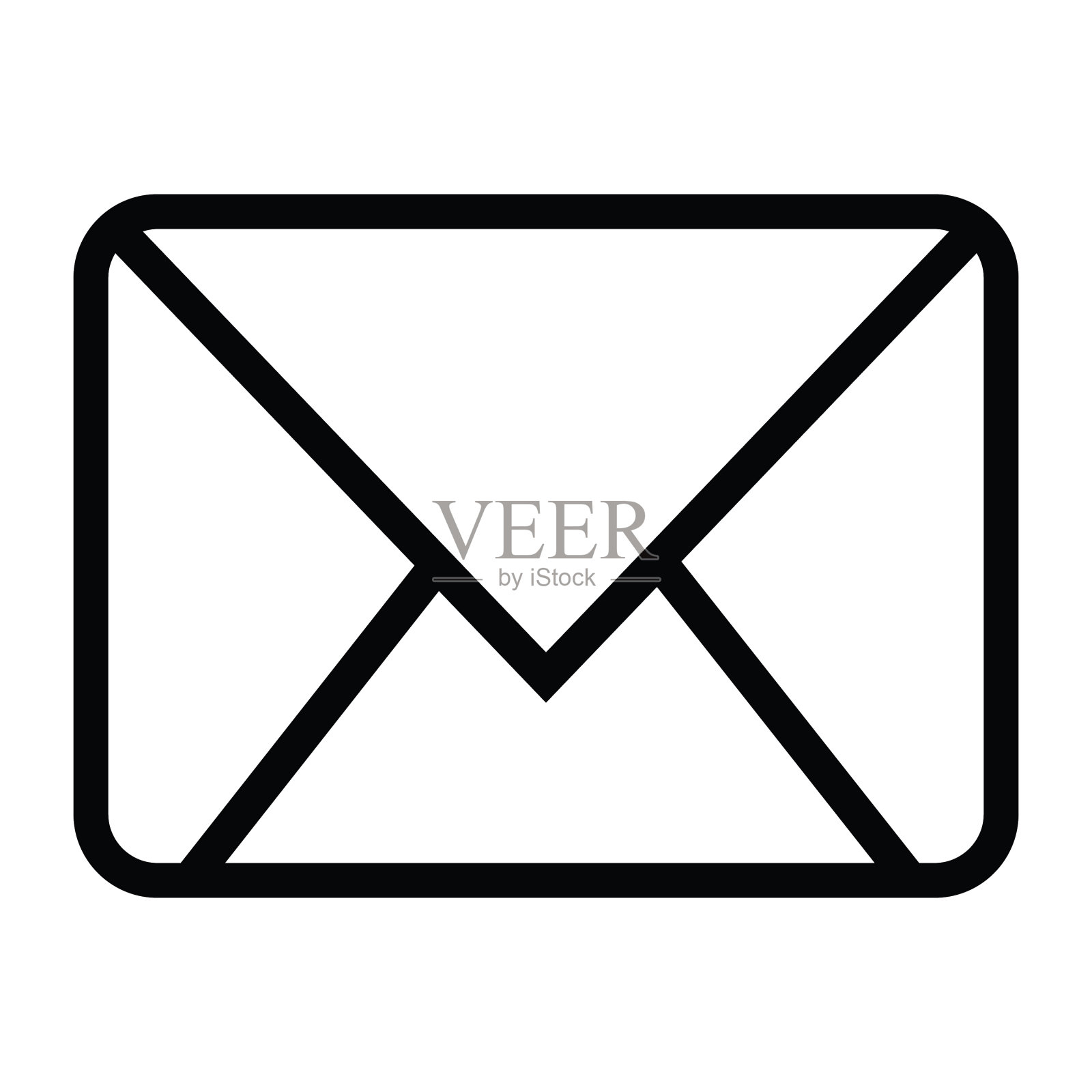 带大纲样式的信封关闭图标图标素材