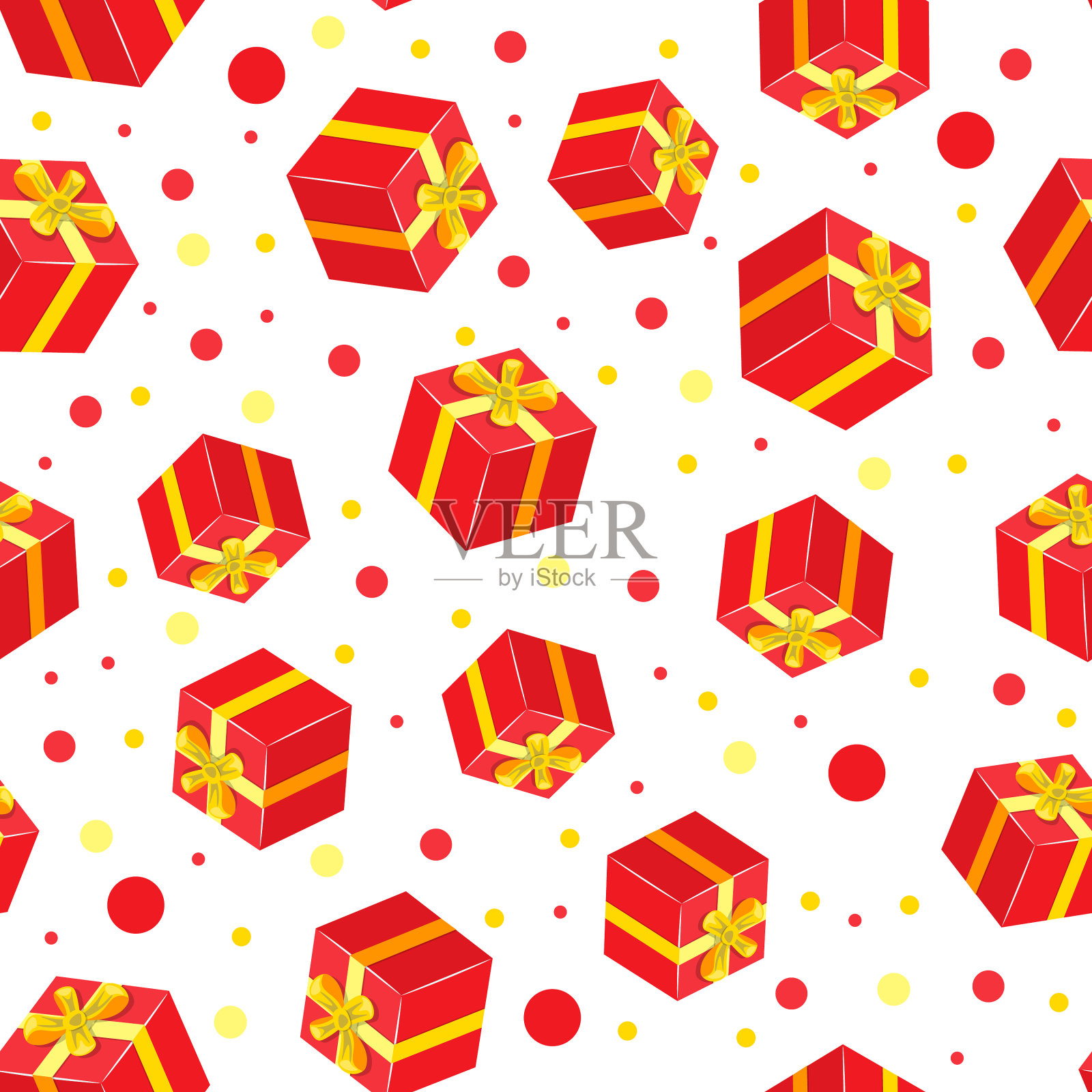 无缝礼品图案红色礼品盒插画图片素材