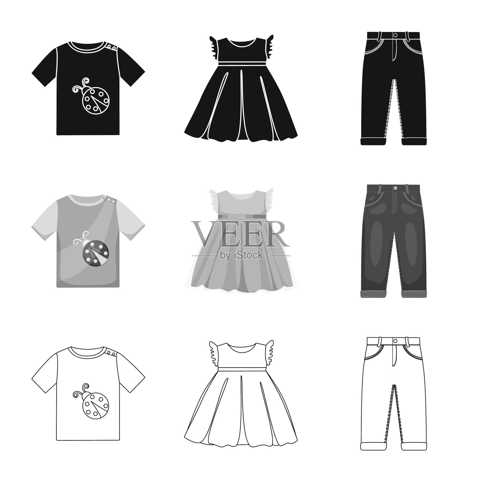 设计时装和服装标志套图标素材