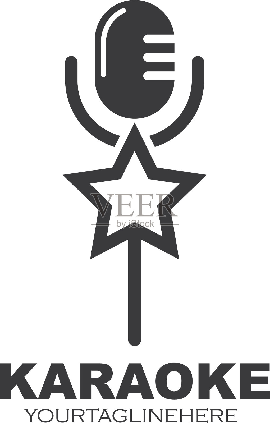 麦克风图标标识卡拉ok和音乐设计图标素材