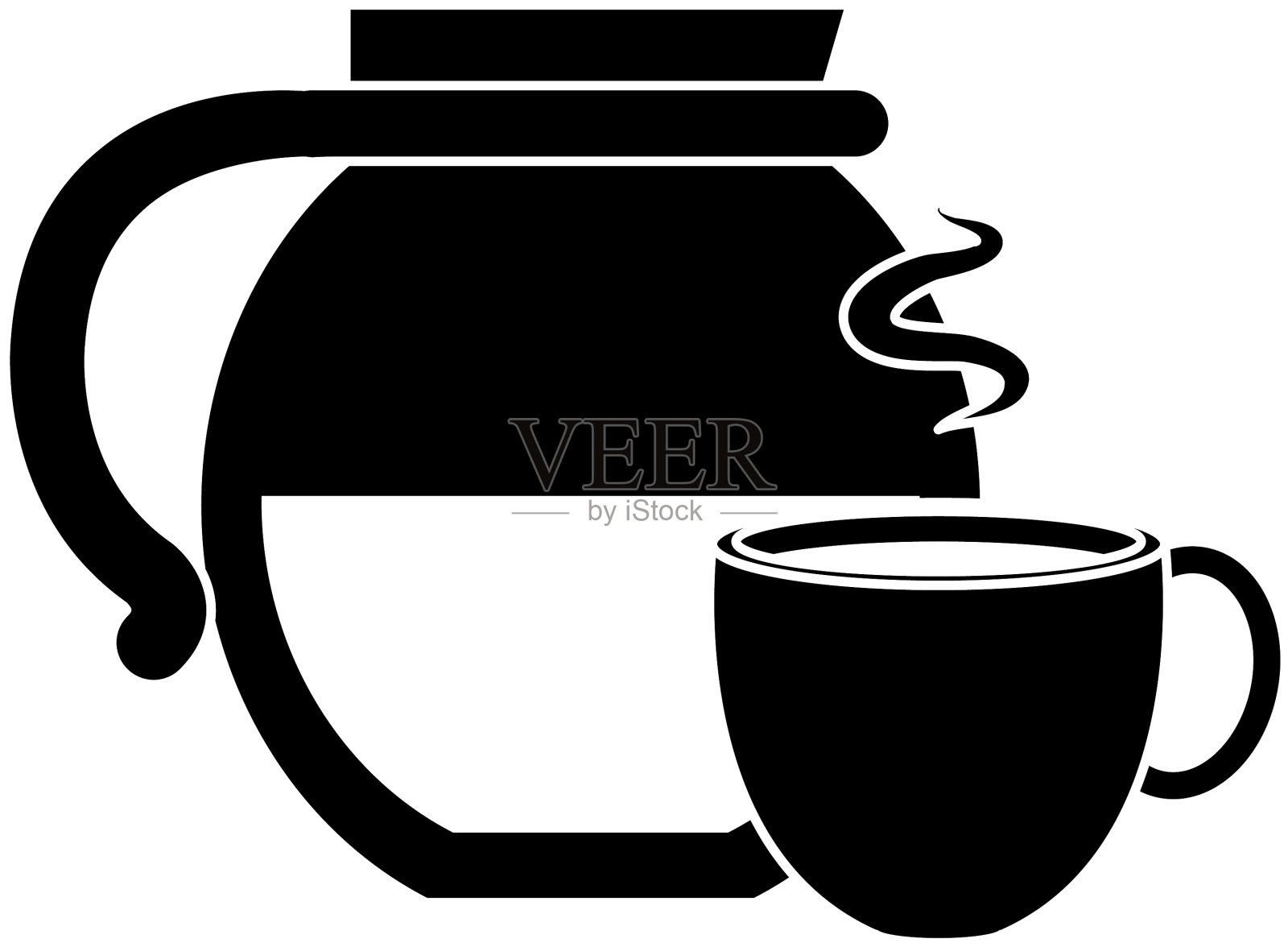 壶与咖啡杯热图标插画图片素材