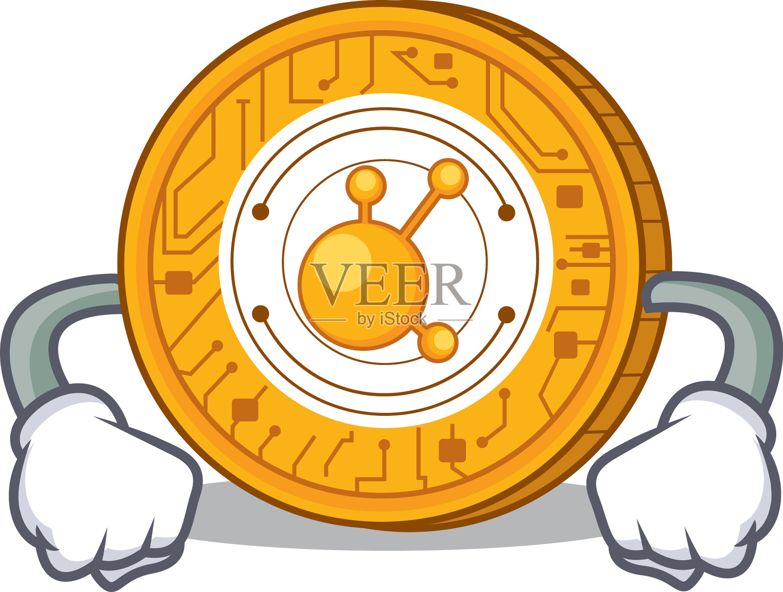 愤怒的比特币卡通人物插画图片素材