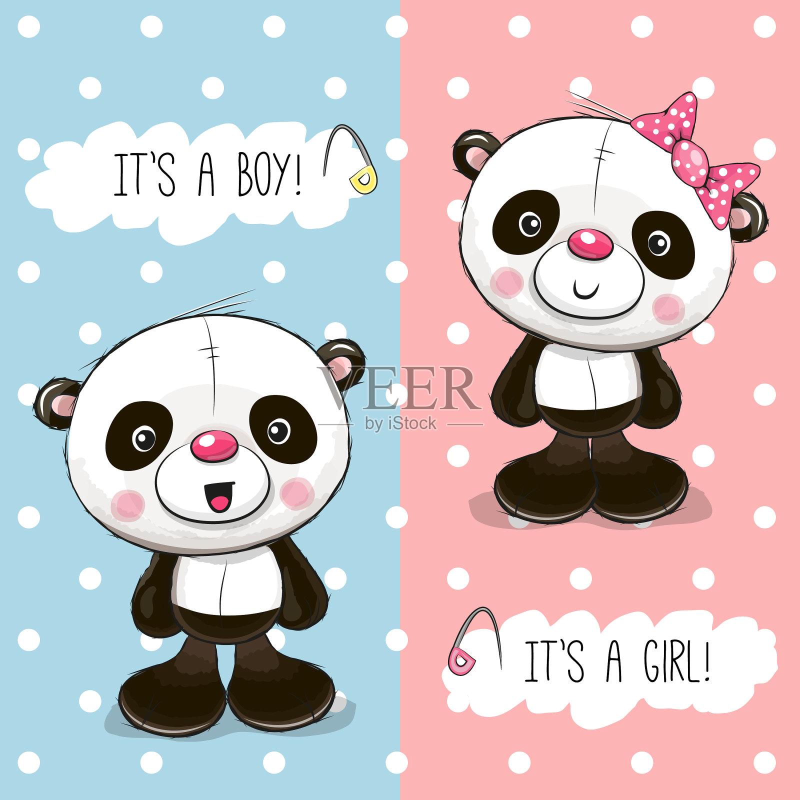 宝宝送礼会贺卡和熊猫插画图片素材