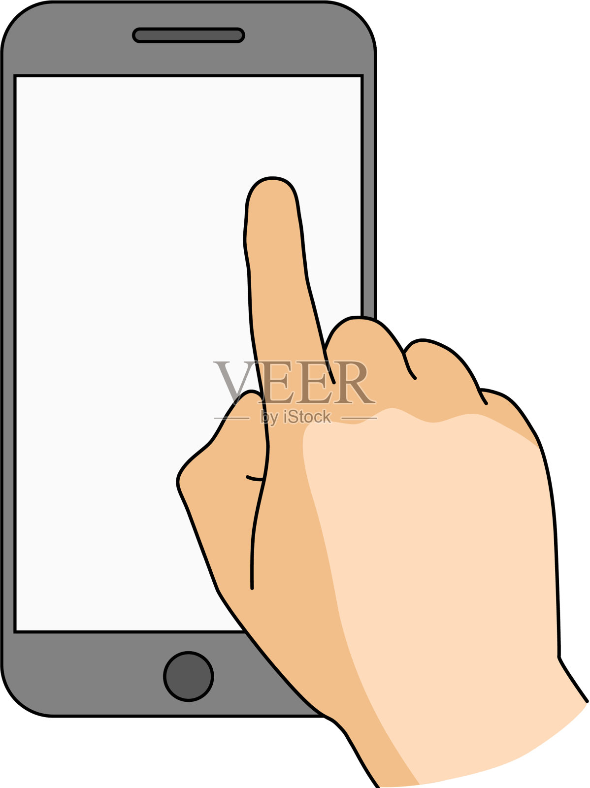 手指触摸空白的智能手机屏幕现代设计元素图片