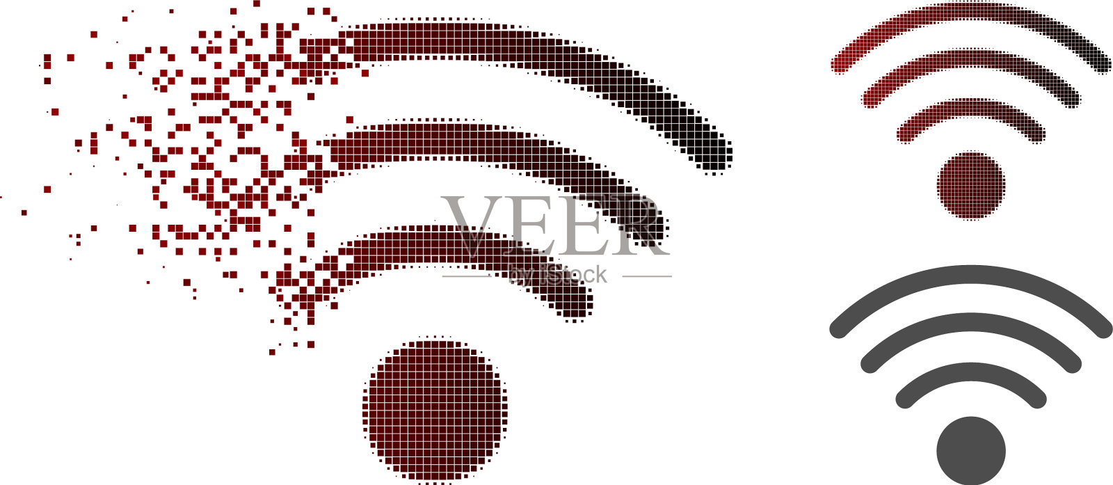 尘埃像素半色调wi-fi源图标插画图片素材