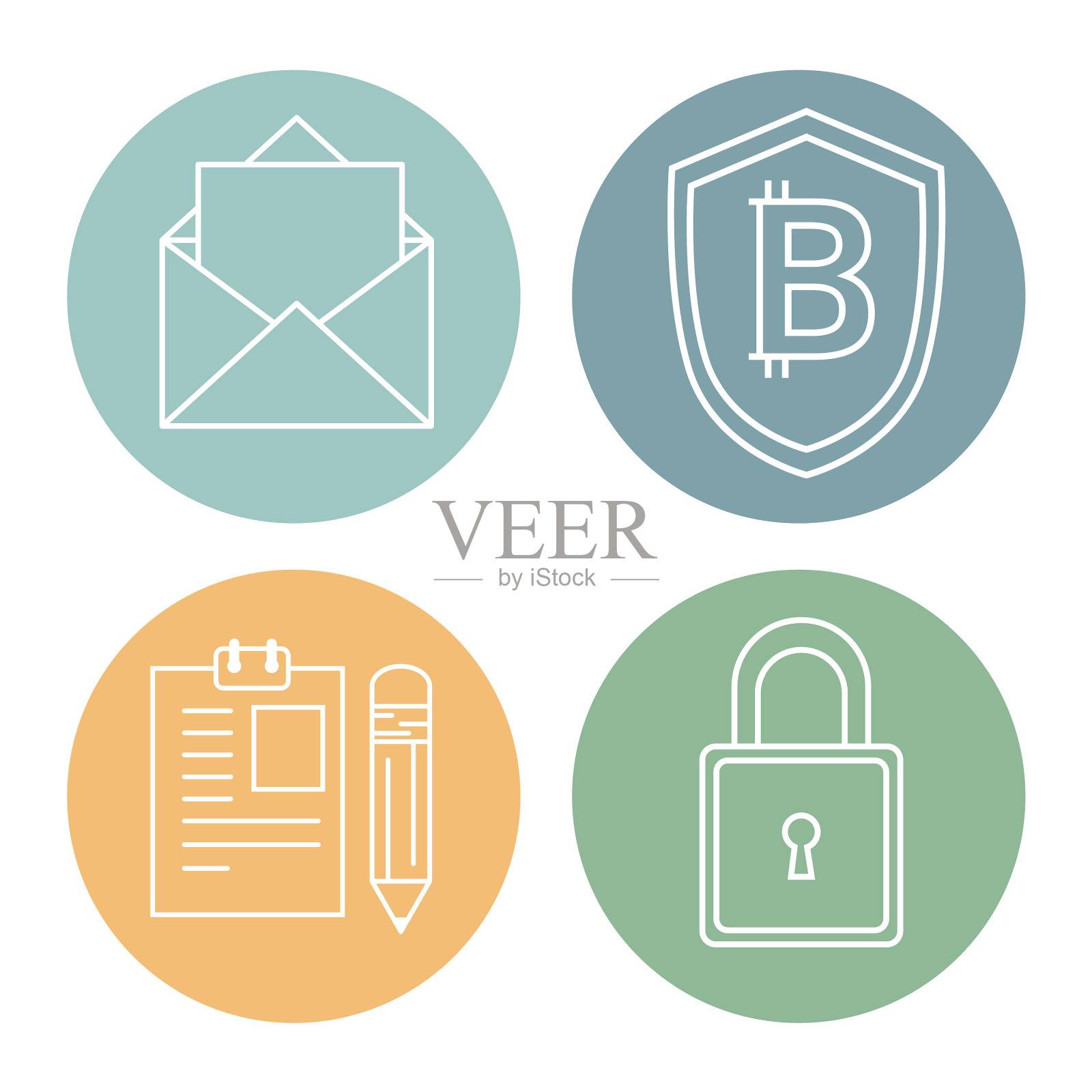 区块链和比特币技术概念插画图片素材