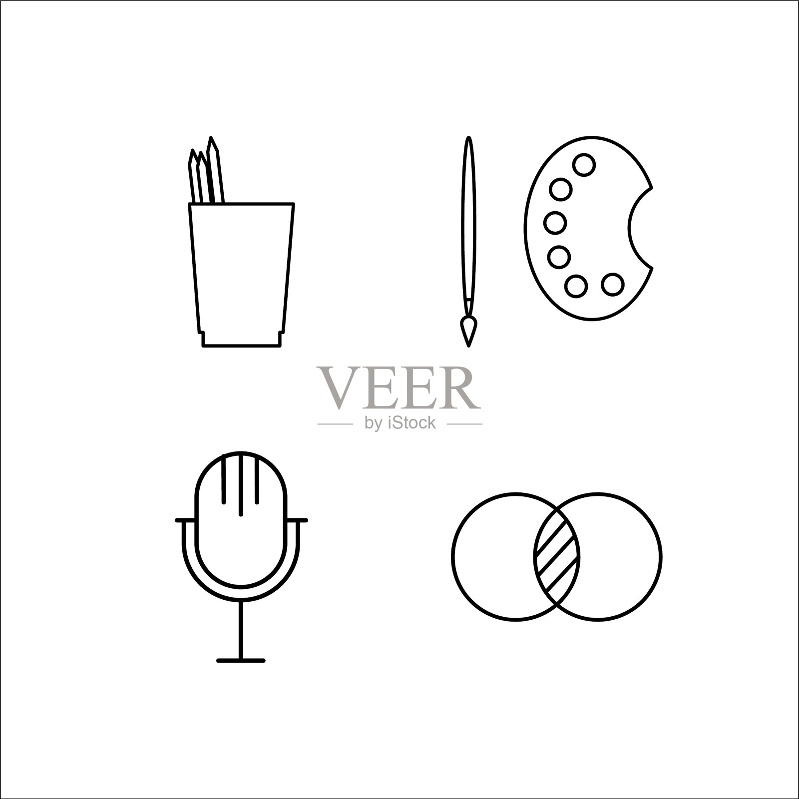 设计和工作室简单线性图标设置简单图标素材