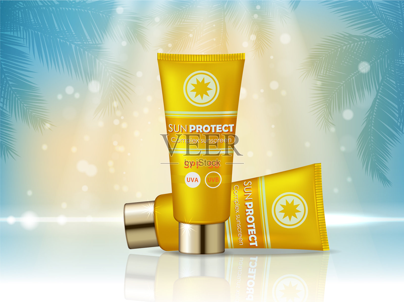 防晒化妆品AD 3d插画图片素材