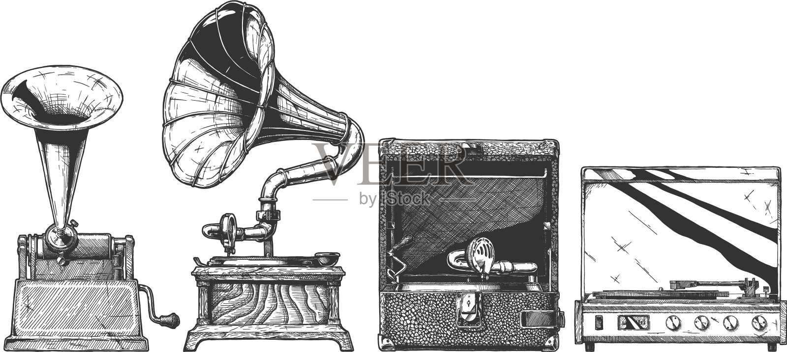 老式留声机和留声机设计元素图片