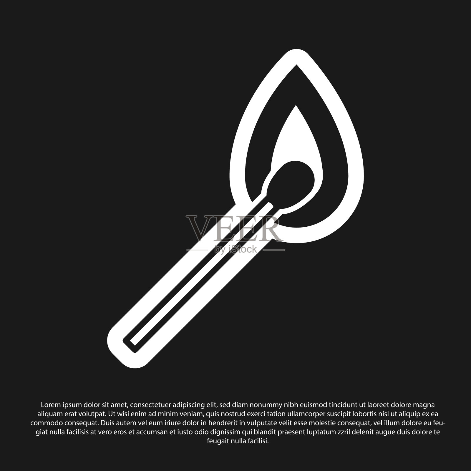 黑色燃烧火柴与火图标隔离插画图片素材