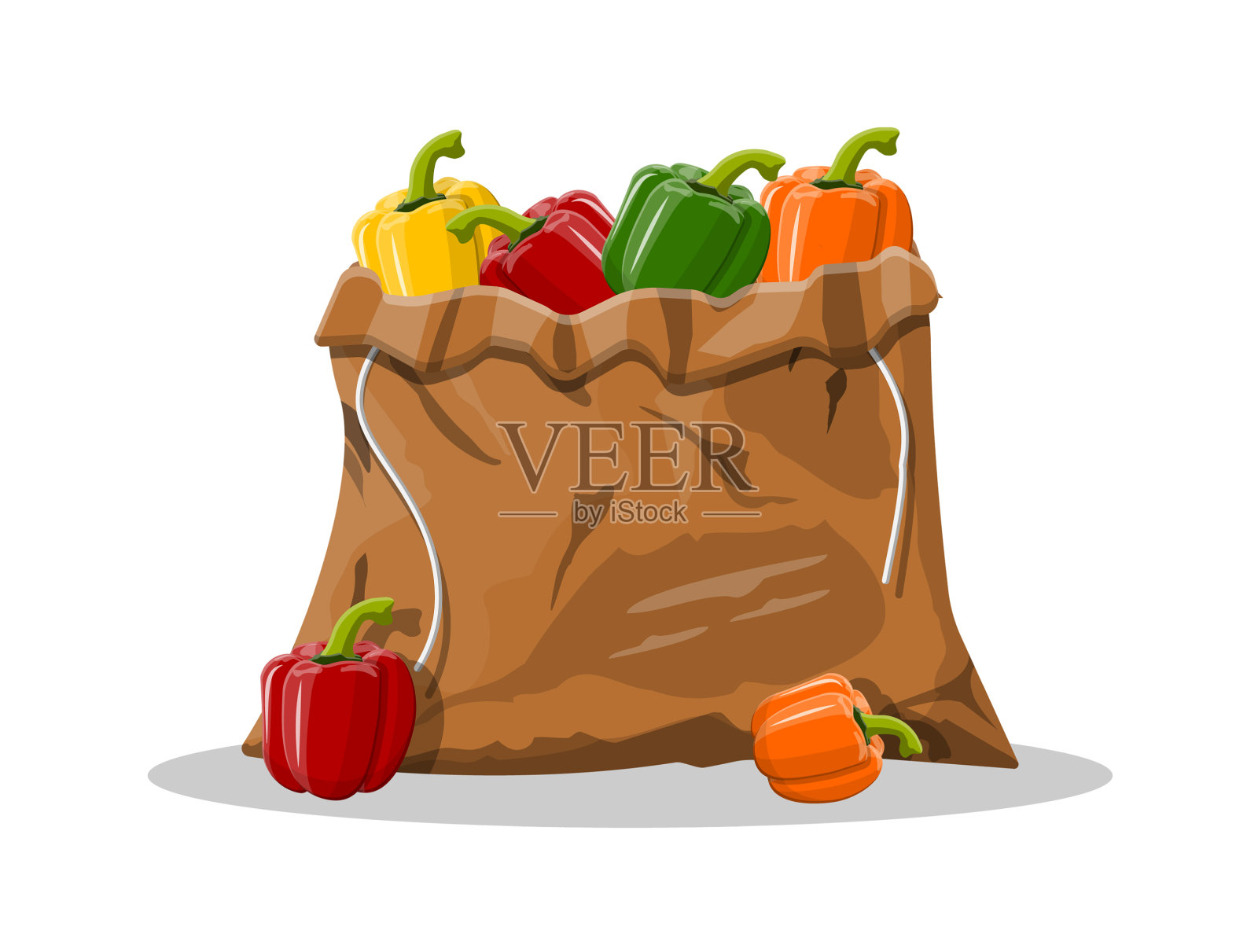 胡椒钟蔬菜在帆布袋设计元素图片